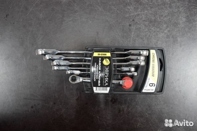 Набор ключей накидных трещоточных 6 пр. эврика