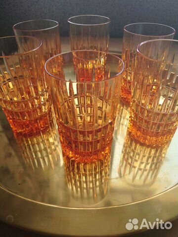 Хрустальные стаканы Оранжевые 10.5 см 6 шт