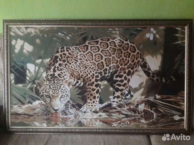 Картина гобелен в багете, Леопард