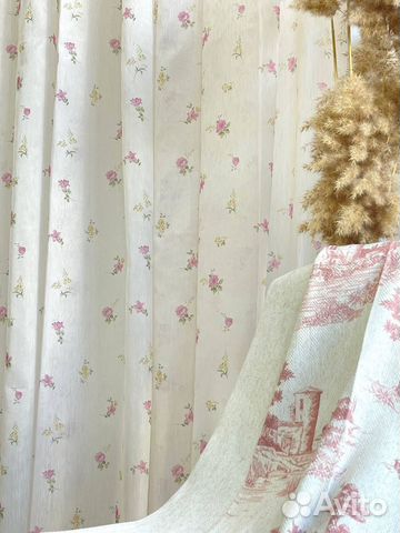 Тюль с цветочным принтом