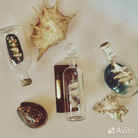 Сувенирные корабли в бутылке Mayflower 4 штуки