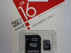 Карта памяти Smartbuy microsdhc-UHS-I 16GB adapter объявление продам