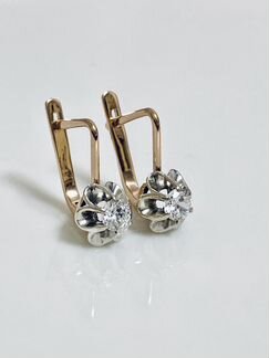 Золотые серьги с фианитами 583 проба