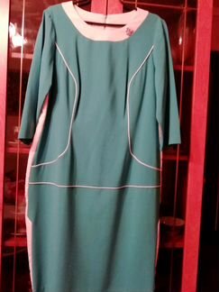 Платье зелёный с белым оделокой