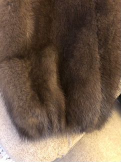 Шуба норковая с воротником соболь, размер 44