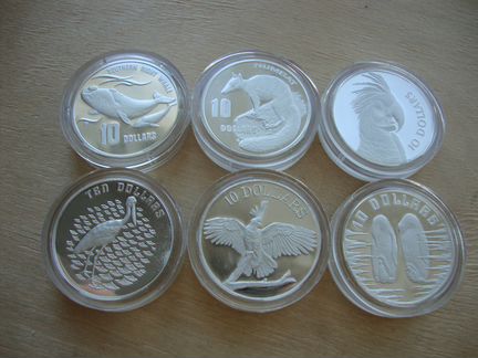 Австралия 10 долларов 1986-2003 Серебро 14 шт