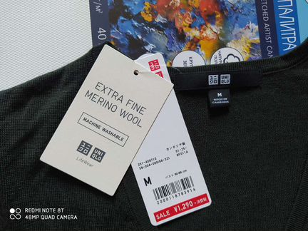 Женский джемпер Uniqlo. 100 шерсть. Зелёный(новый)