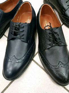 Туфли кожаные черные синие