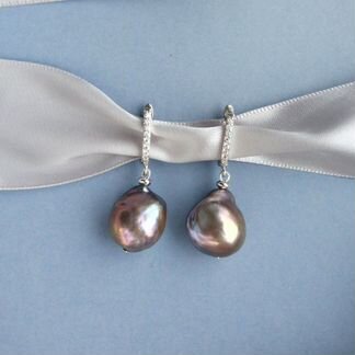 Серьги черный барочный жемчуг