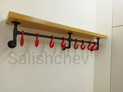Вешалка - полка с крюками лофт