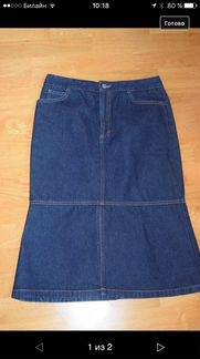 Джинсовая юбка Sisley 44 S ниже колен