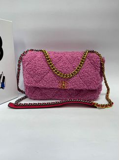 Новая женская сумка через плечо - розовый мех