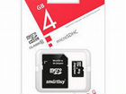 Карта памяти microSD Smartbuy 4GB + адаптер SD Cla