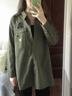 Рубашка зелёная оверсайз
