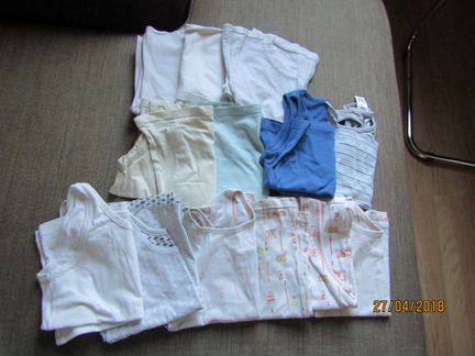 Пакет маек 10штук + футболки белые 3штуки р.98/104