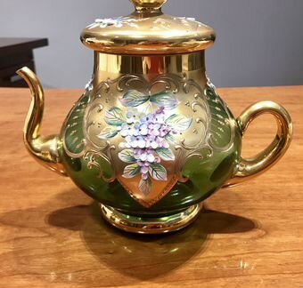 Набор чайный Зеленый. Богемия. Чайник, молочник, д