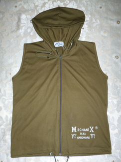 Жилетка на молнии с капюшоном хаки