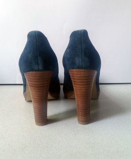 Замшевые туфли сине-бирюзово-серого цвета