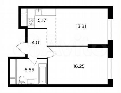 2-к квартира, 44.8 м², 3/30 эт.