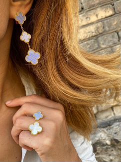 Серьги подвеска кольцо браслет Van Cleef новые