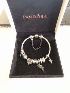 Браслет pandora 8 шарм. (серебр,зол) и кольцо 17р