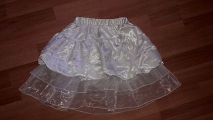 Юбка баллон снежинка белая с люрексом с блузкой