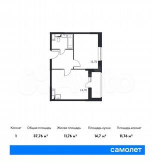 1-к квартира, 37.8 м², 10/14 эт.