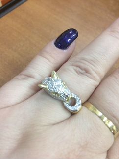 Золотое кольцо леопард серебро