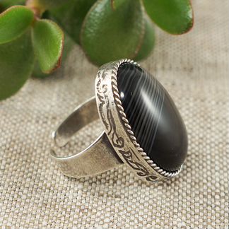Кольцо Агат черный 