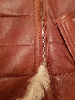 Женская кожаная дубленка коричневая