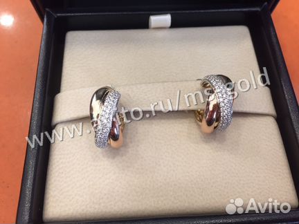 Золотые серьги Cartier Trinity
