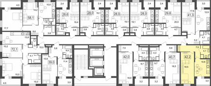1-к квартира, 42.2 м², 10/25 эт.
