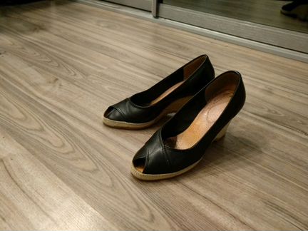 Туфли, босоножки чёрные, натуральная кожа