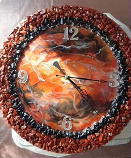 Часы Красная яшма. Резинарт