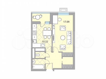 1-к квартира, 40.8 м², 14/24 эт.