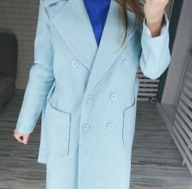 Пальто женское. Голубое. Новое