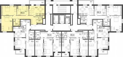 3-к квартира, 89.3 м², 8/25 эт.