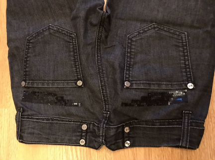 Итальянские джинсы, чёрные,низкие, длинные. Р -42