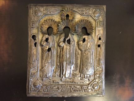 Старинный оклад под икону Гурий, Самон и Авив