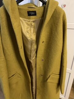 Пальто женское шерсть, оверсайз, цвет горчица