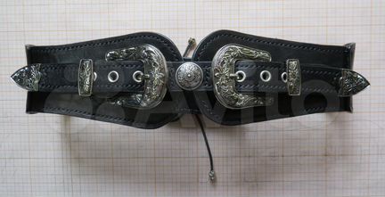 Ремень женский кожаный с двумя пряжками